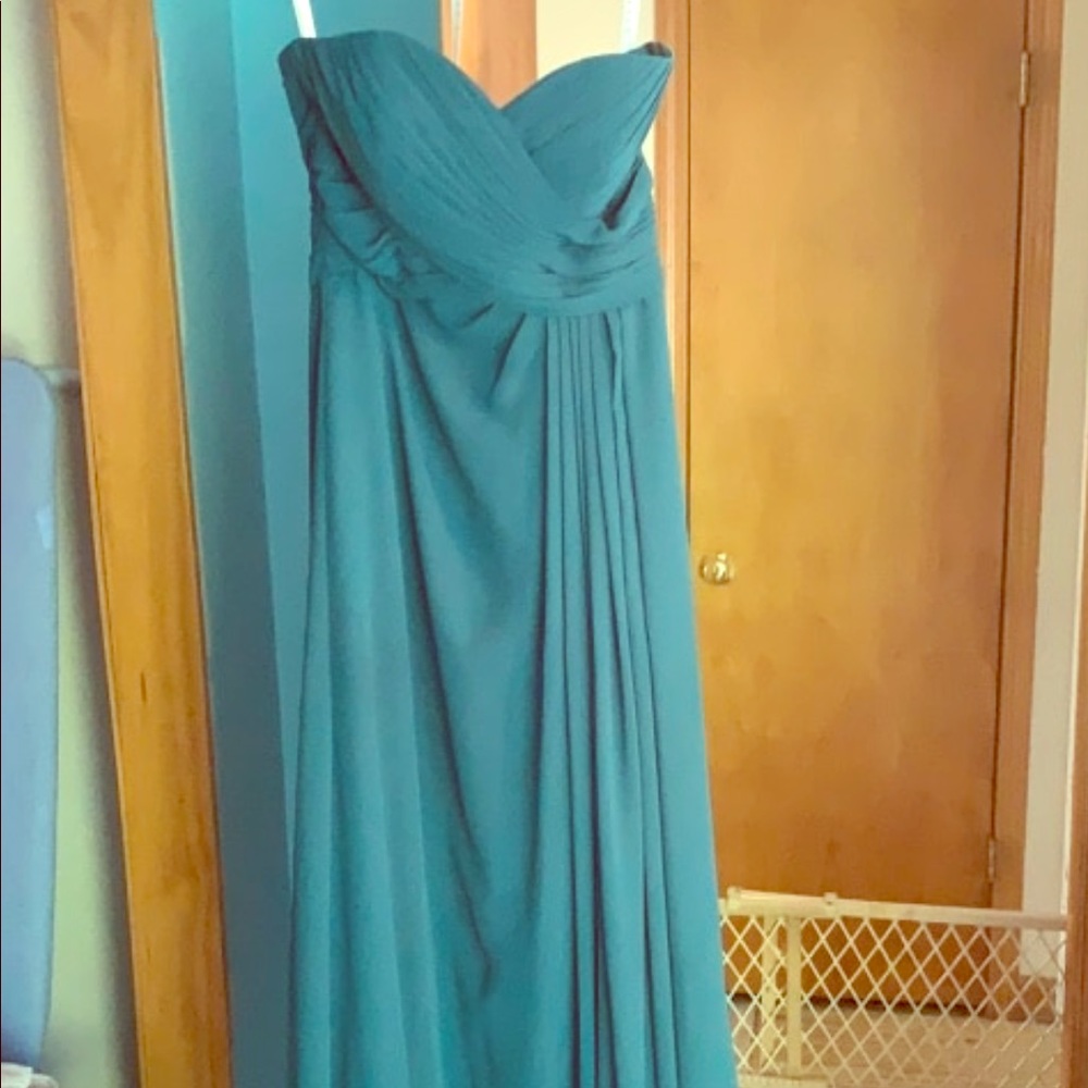 Strapless peacock colored dress. Worn once